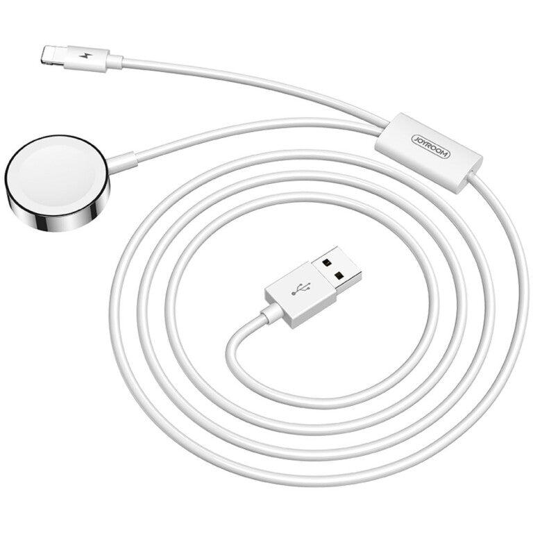 Carregador Indutivo 2 em 1 para Apple Watch / Lightning Joyroom S-IW002S / 1.5m / branco