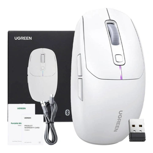 Rato Ugreen MU103 Bluetooth 5.0 / 2.4GHz USB Receiver - Branco