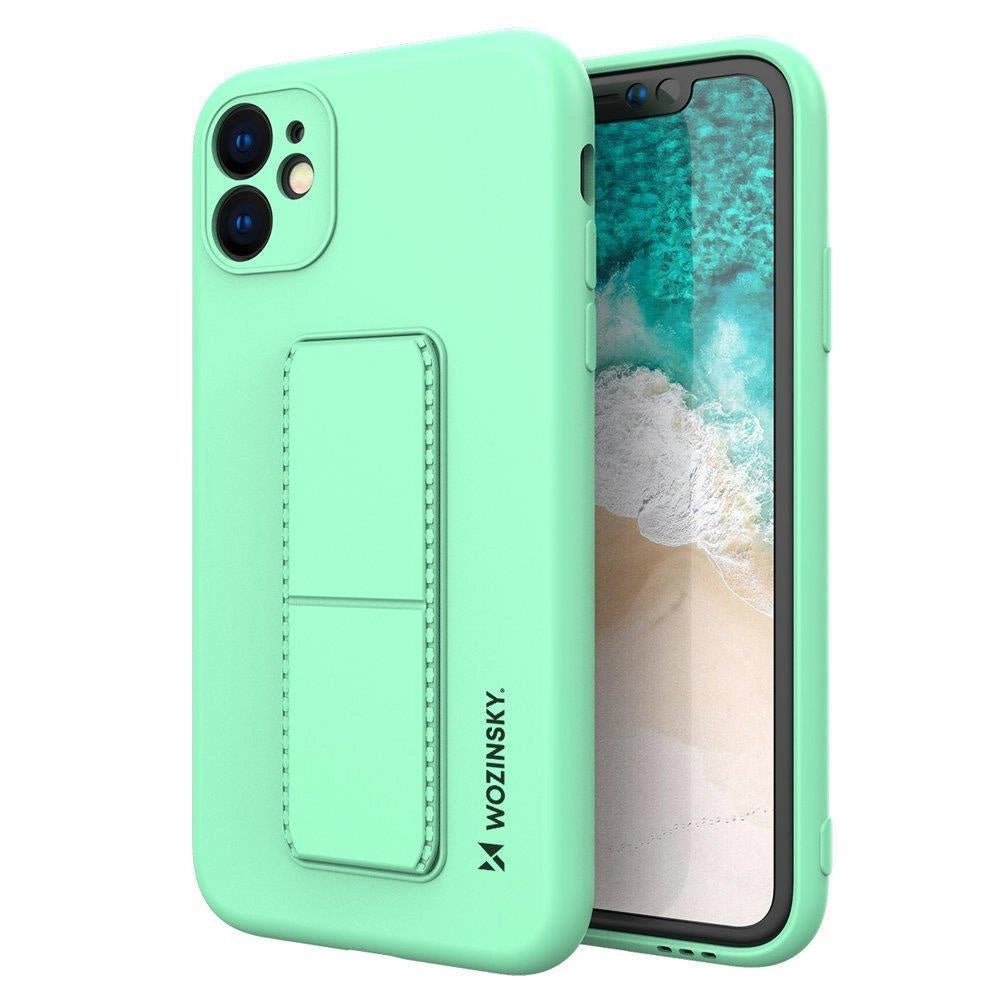 Wozinsky Kickstand Case silicone case with stand for iPhone 12 Pro mint_0
