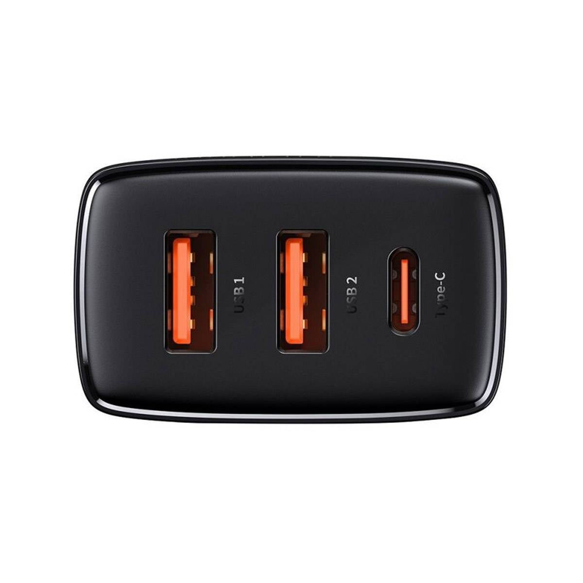 Carregador Baseus CCXJ-E01 USB-C e USB-A / 30W Fast Charger PD/QuickCharge 3.0 / Preto