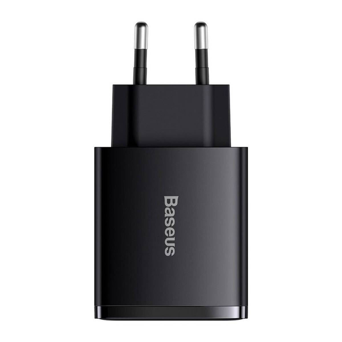 Carregador Baseus CCXJ-E01 USB-C e USB-A / 30W Fast Charger PD/QuickCharge 3.0 / Preto