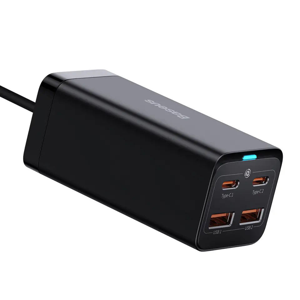 Carregador de Parede 2xUSB-C + 2xUSB-A / 100W / Preto / Baseus GaN3 Pro