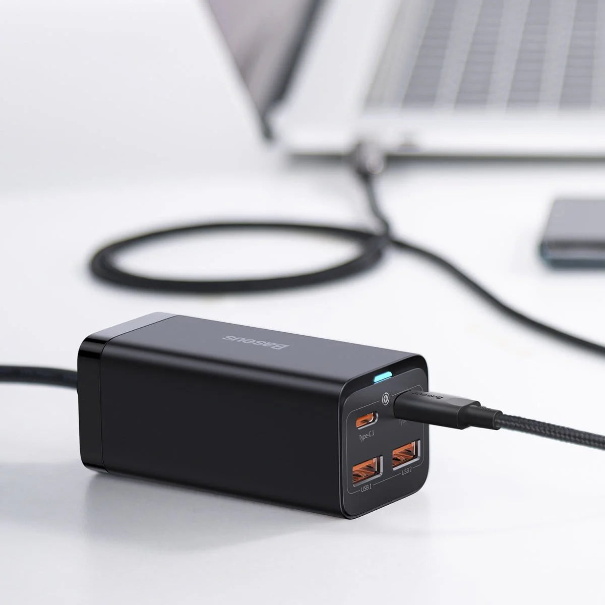 Carregador de Parede 2xUSB-C + 2xUSB-A / 100W / Preto / Baseus GaN3 Pro