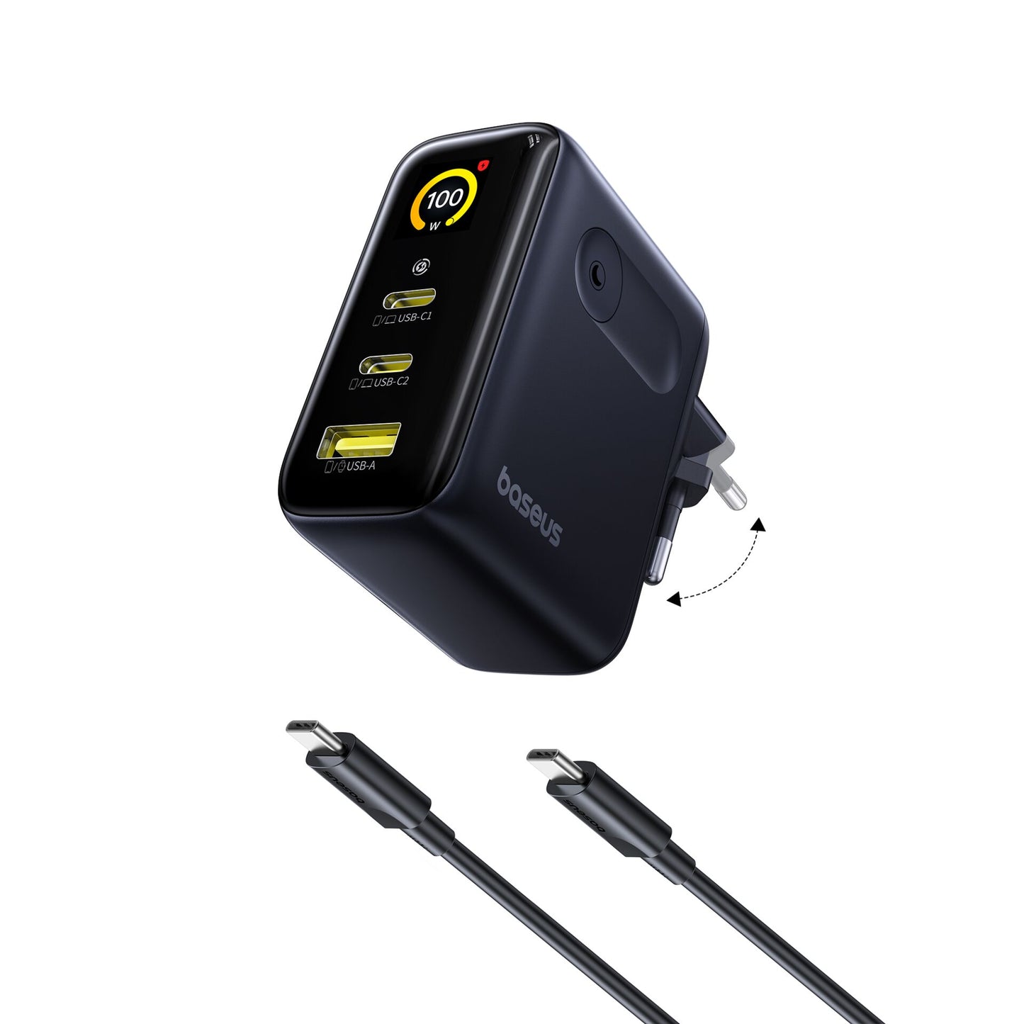Carregador Baseus PicoGo AE21 100W GaN 2x USB-C + USB-A Preto