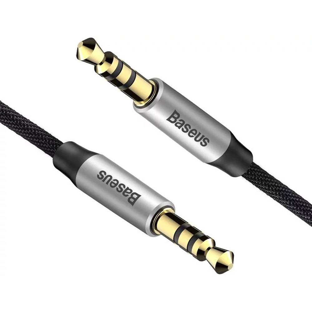 Cabo Extensão de Áudio Baseus Yiven Jack 3.5mm / 1.5m / Preto/Prateado