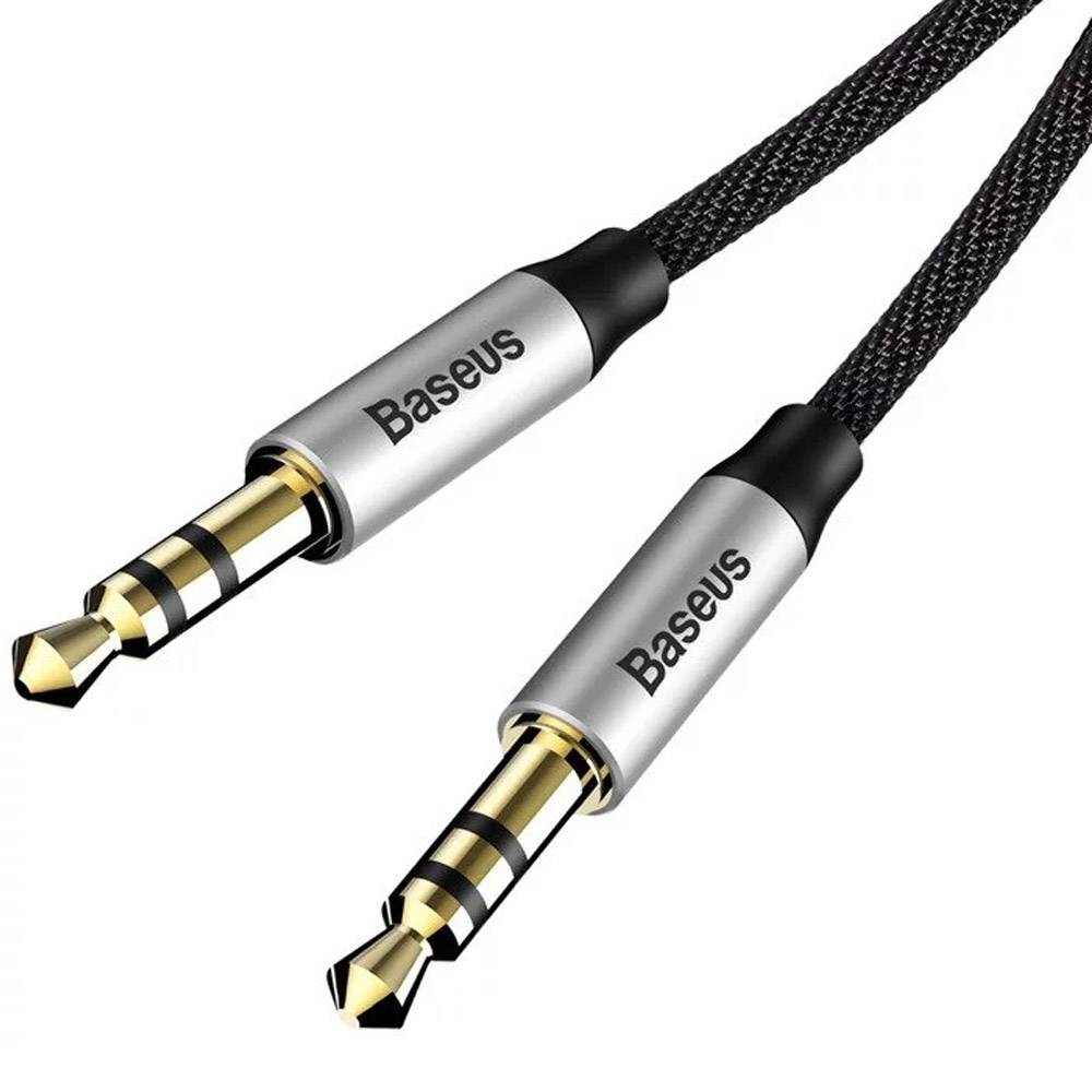 Cabo Extensão de Áudio Baseus Yiven Jack 3.5mm / 1.5m / Preto/Prateado