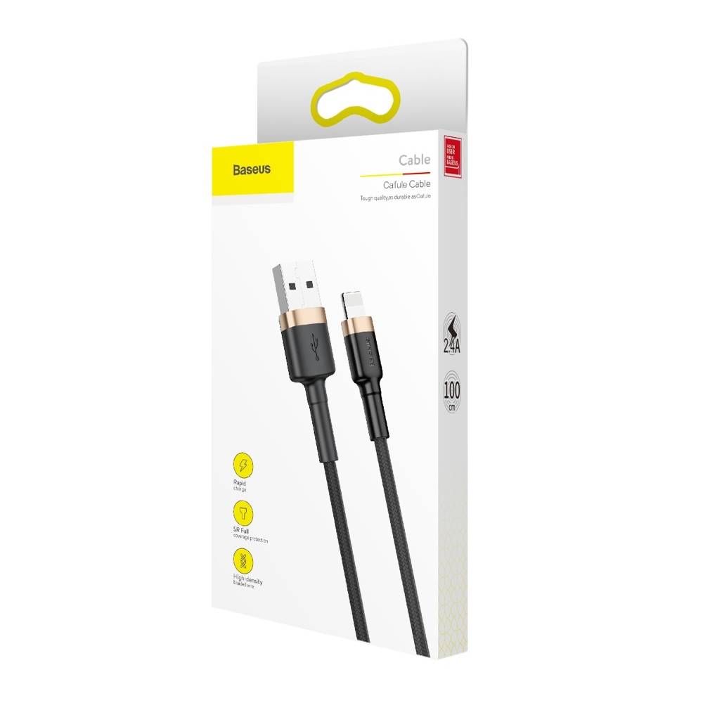 Cabo USB Lightning Baseus Cafule 2.4A 1m (Dourado+Preto)