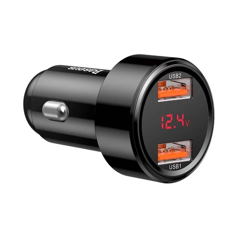 Carregador de Isqueiro Baseus Magic Series Dual USB-A / 45W / Preto