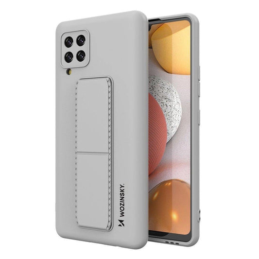 Wozinsky Kickstand Case Silicone Stand Cover for Samsung Galaxy A42 5G Gray_0
