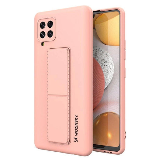 Wozinsky Kickstand Case Silicone Stand Cover for Samsung Galaxy A42 5G Pink_0