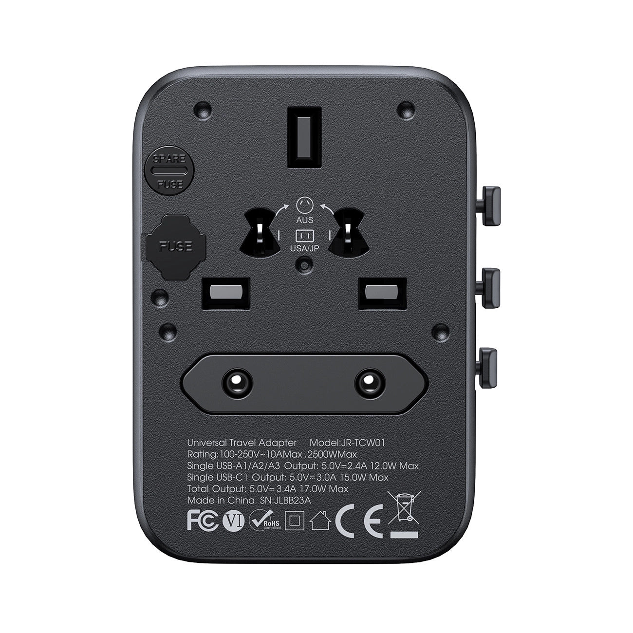 Carregador adaptador de viagem universal 17W Joyroom JR-TCW01 / UE / EUA / Reino Unido / JP / AU / CN