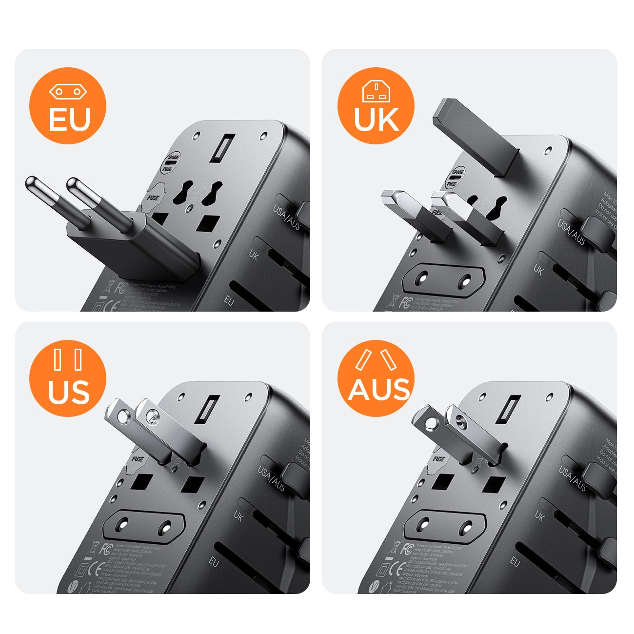Carregador adaptador de viagem universal 17W Joyroom JR-TCW01 / UE / EUA / Reino Unido / JP / AU / CN