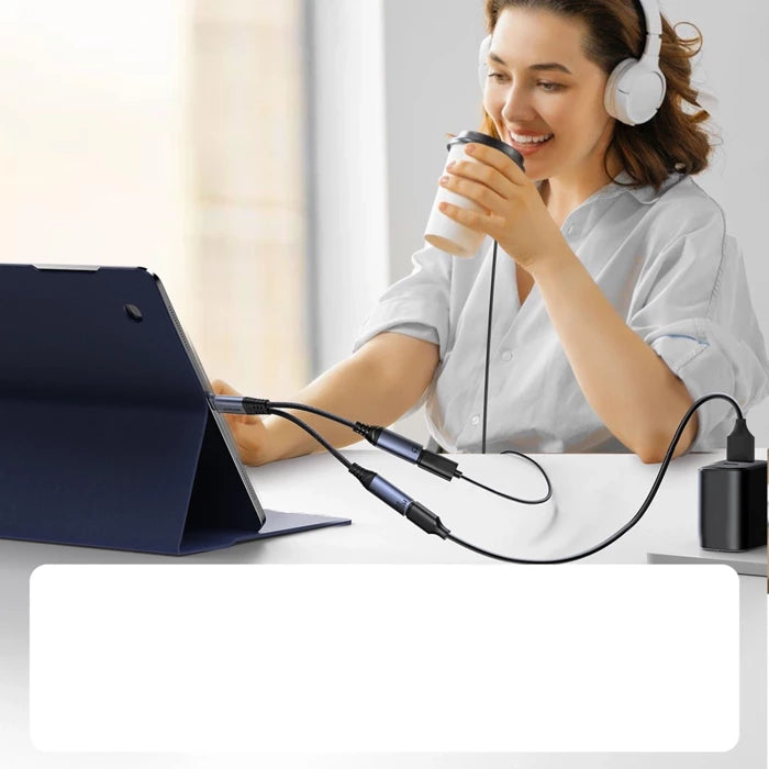 Adaptador 2 em 1 Joyroom SY-C03 / USB-C para 2 x USB-C / Preto