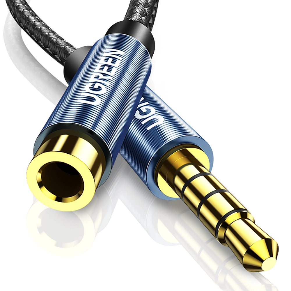 Cabo Extensão Audio UGREEN 40673 Jack 3.5mm Macho para Jack 3.5mm Fêmea / 1m / Preto e Azul
