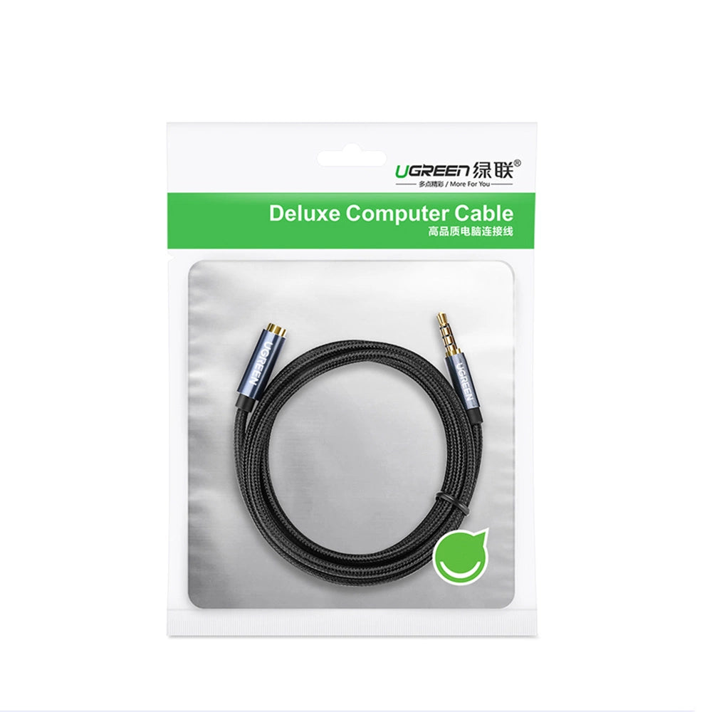 Cabo Extensão Audio UGREEN 40673 Jack 3.5mm Macho para Jack 3.5mm Fêmea / 1m / Preto e Azul