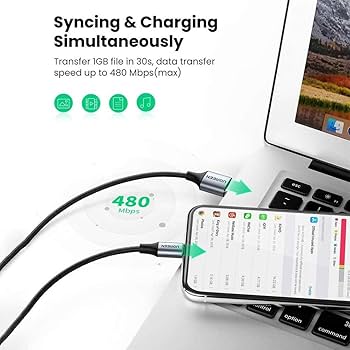 Cabo USB-A para Lightning Ugreen US199 60162 MFi 1.5m Prateado