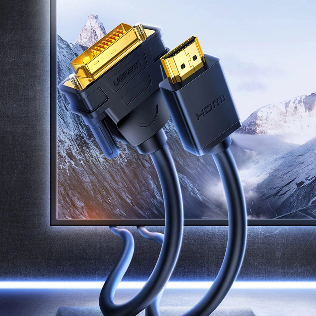Cabo Ugreen HD106 / DVI 24+1 pinos para HDMI FHD / Bidirecional / 60Hz / 1.5m / preto