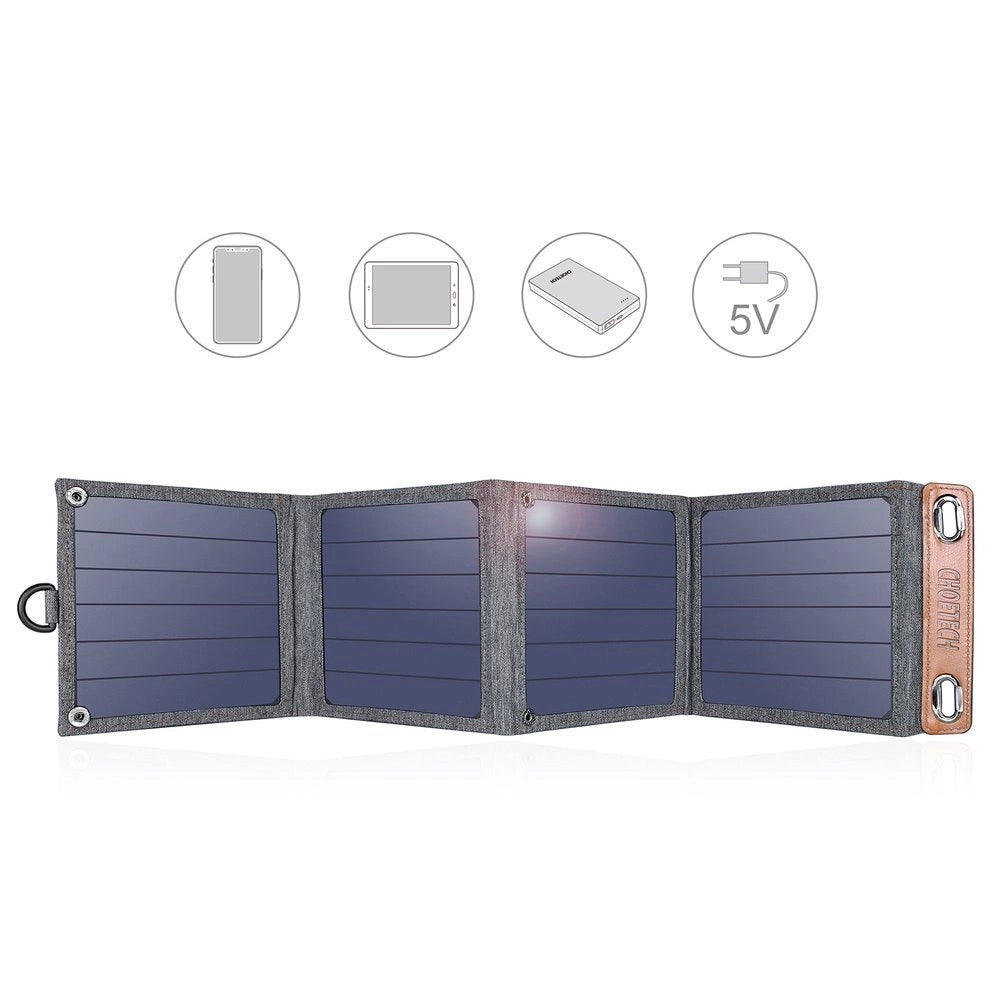 Carregador USB Solar Dobrável Choetech SC004 / 14W / Cinza