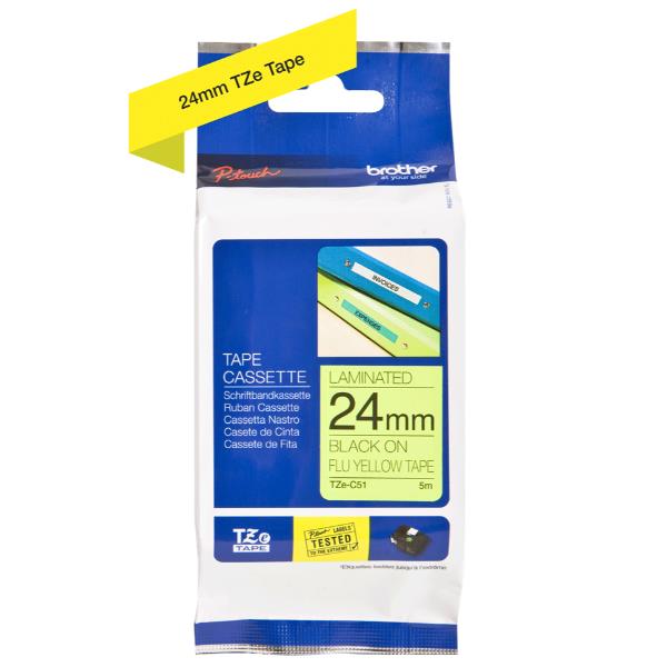 TZeC51 LAMINATO FLUORESCENTE DA 24 MM (5 METRI) NERO/GIALLO FLUO_1