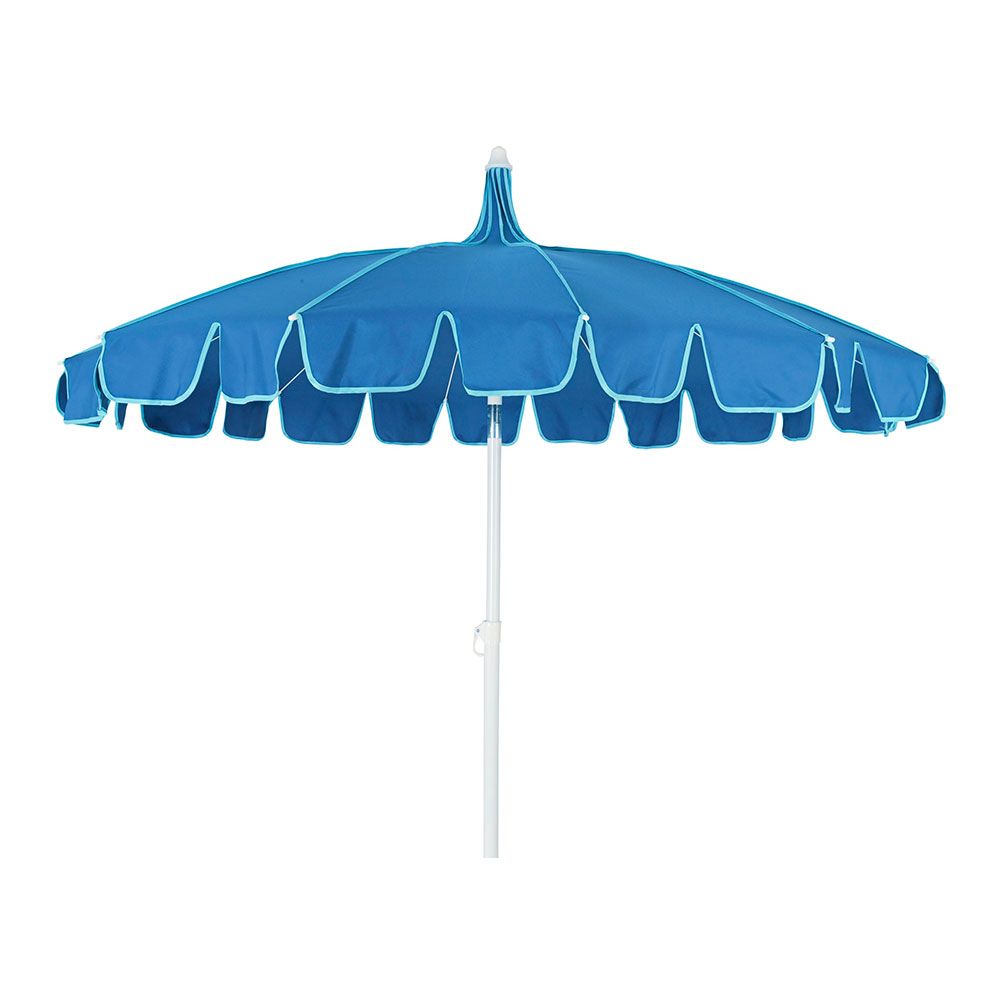 Parasol para jardim cor azul com rebordo verde-água, ø195 x 215 cm,_0