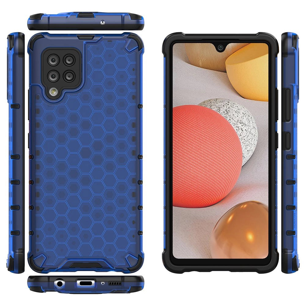 Honeycomb Case armor cover with TPU Bumper for Samsung Galaxy A42 5G blue_1