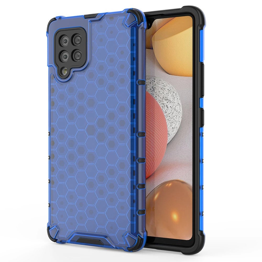 Honeycomb Case armor cover with TPU Bumper for Samsung Galaxy A42 5G blue_0