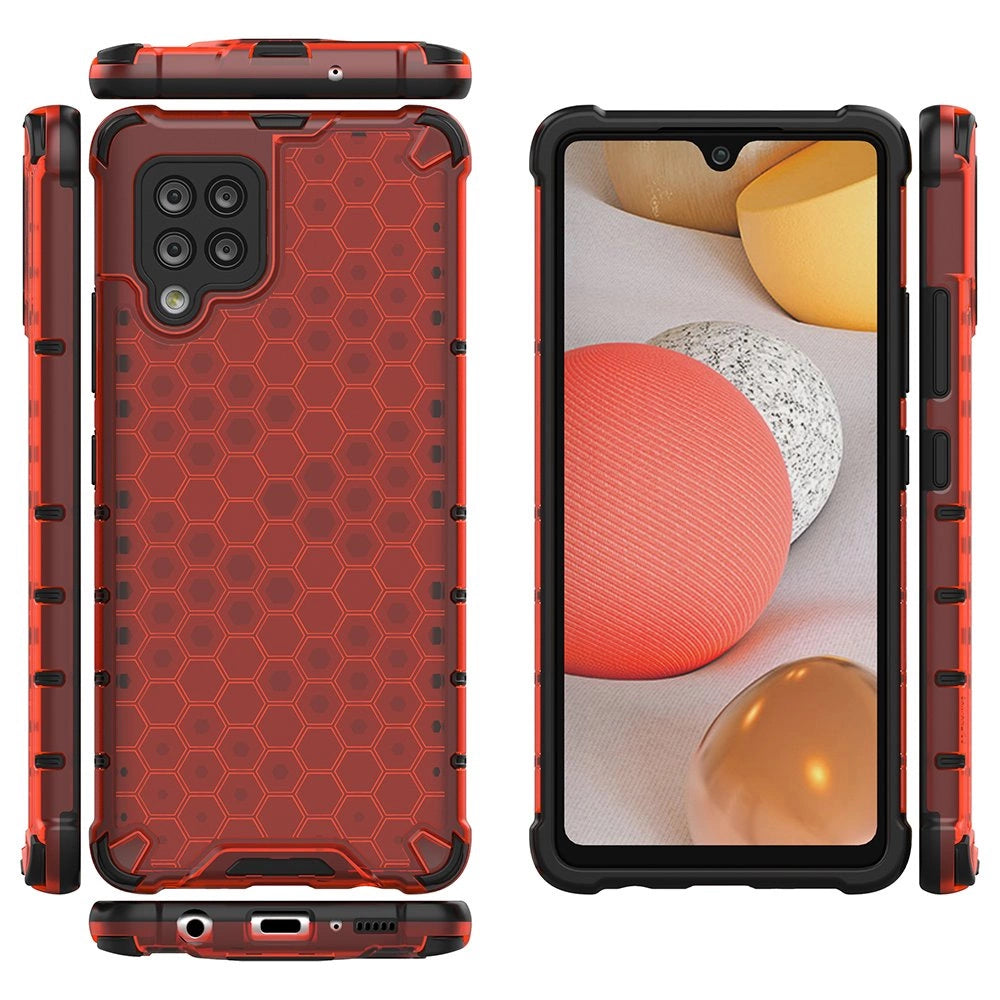 Honeycomb Case armor cover with TPU Bumper for Samsung Galaxy A42 5G red_1