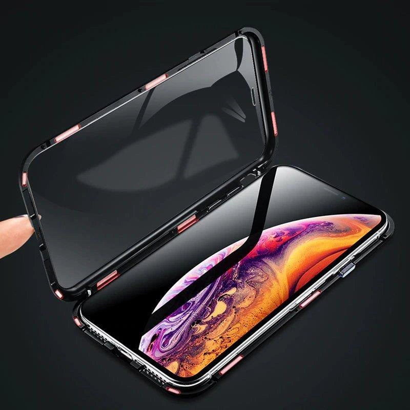 Wozinsky Full Magnetic Case Full Body Front and Back Cover with built-in glass for Vivo X60 black-transparent_7