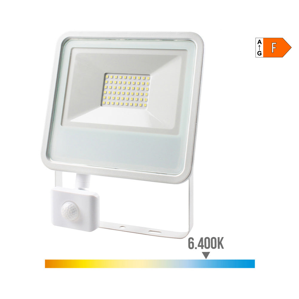 Projetor led 50w 4000lm 6400k luz fria com sensor de presença 23,8x4,5x19,2cm edm_0