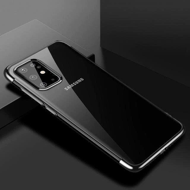Clear Color Case Gel TPU Electroplating frame Cover for Samsung Galaxy A72 4G black_1