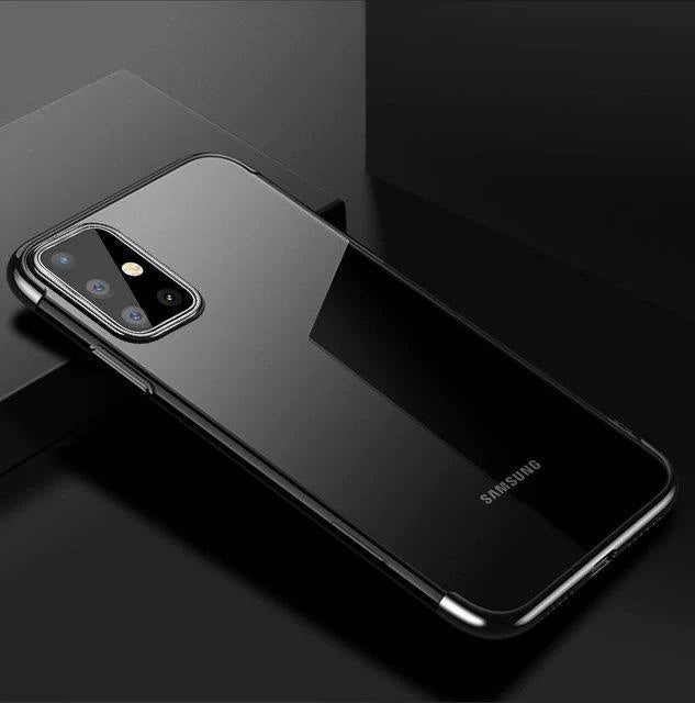 Clear Color Case Gel TPU Electroplating frame Cover for Samsung Galaxy A72 4G black_2