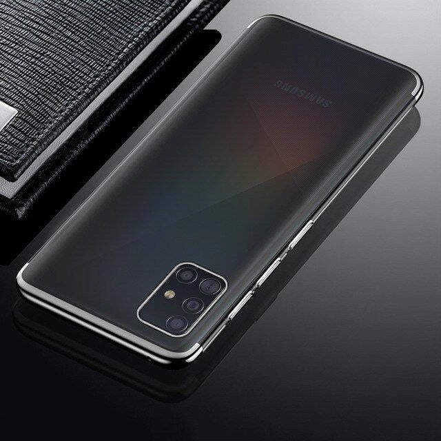 Clear Color Case Gel TPU Electroplating frame Cover for Samsung Galaxy A72 4G black_3