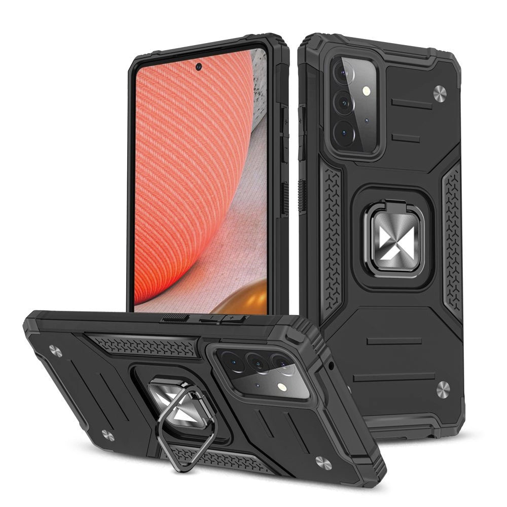 Wozinsky Ring Armor Case Kickstand Tough Rugged Cover for Samsung Galaxy A72 4G black_0