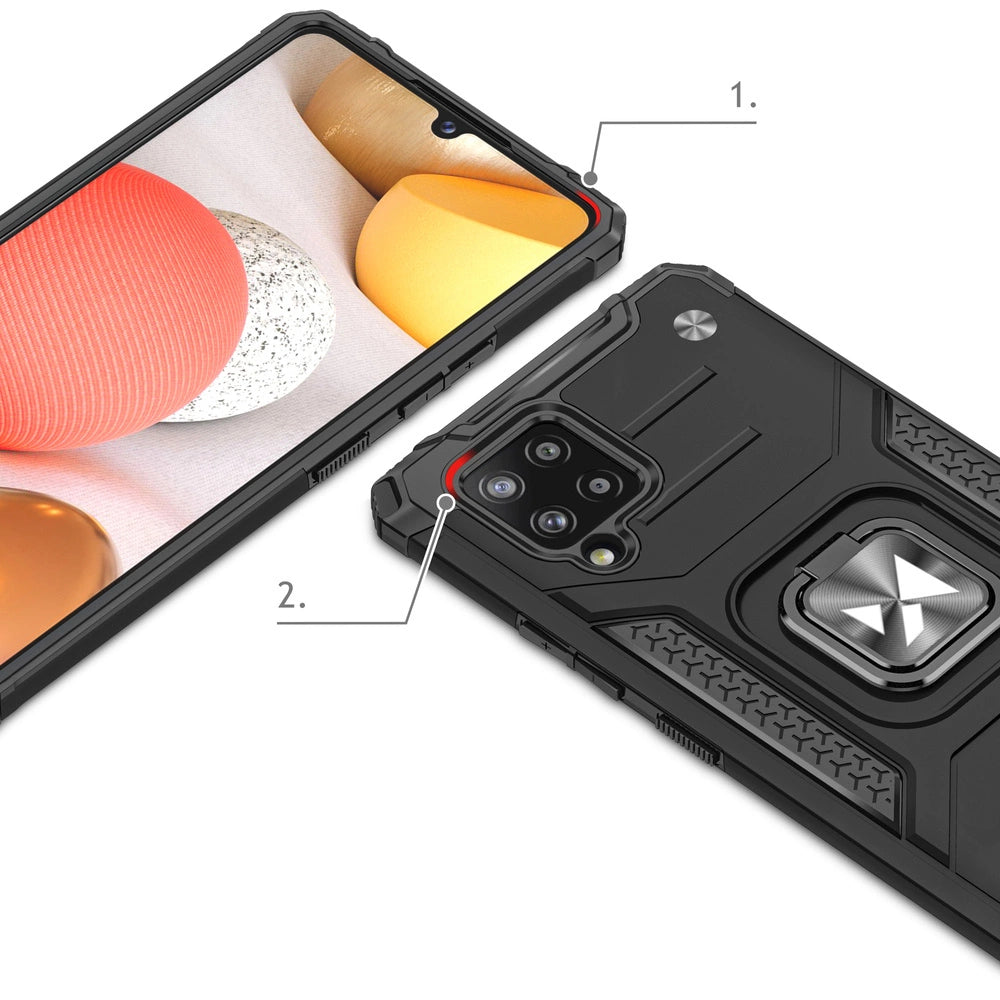 Wozinsky Ring Armor Case Kickstand Tough Rugged Cover for Samsung Galaxy A42 5G black_1