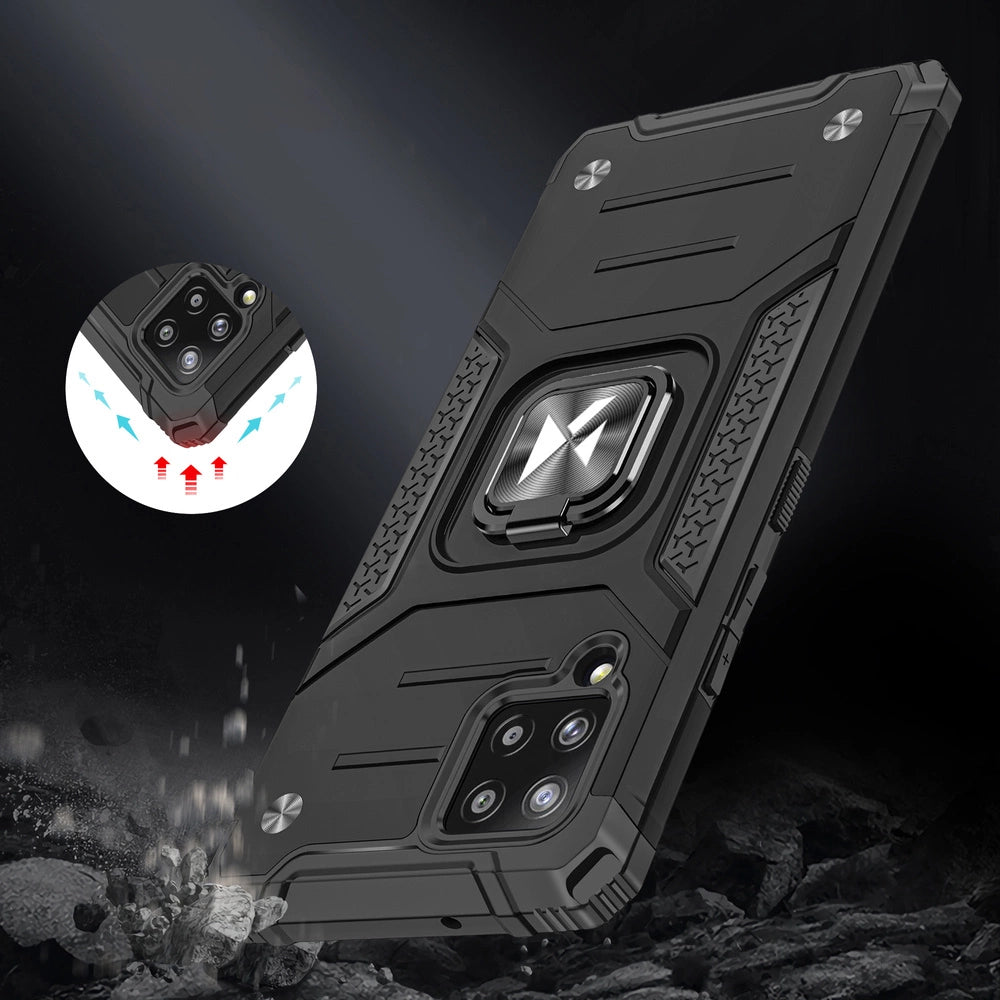 Wozinsky Ring Armor Case Kickstand Tough Rugged Cover for Samsung Galaxy A42 5G black_6