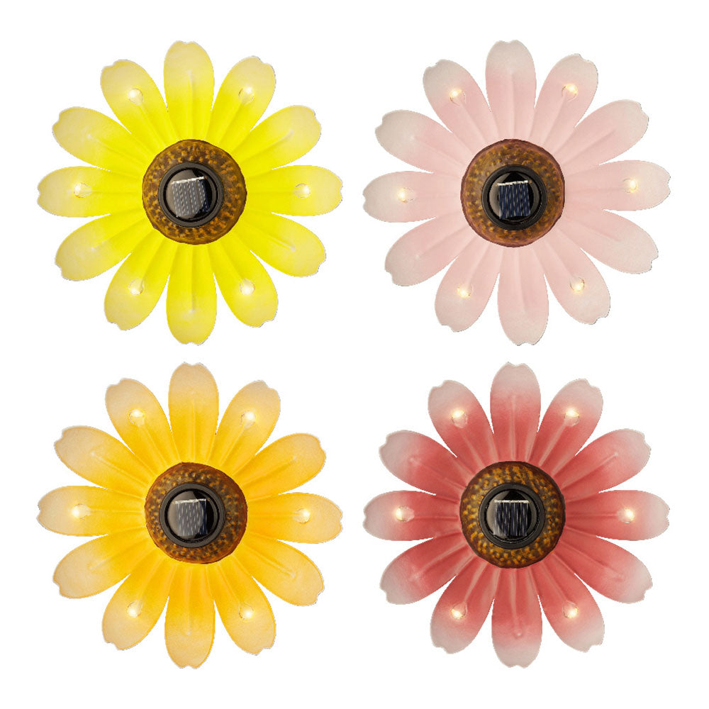Luz solar metálica em forma de flor ø14x4cm cores sortidas_0