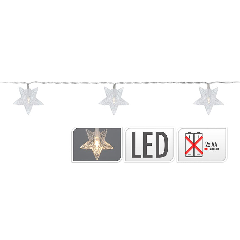 Grinalda a pilhas fixa 10 leds branco frio com estrelas ip20 1,3m_0
