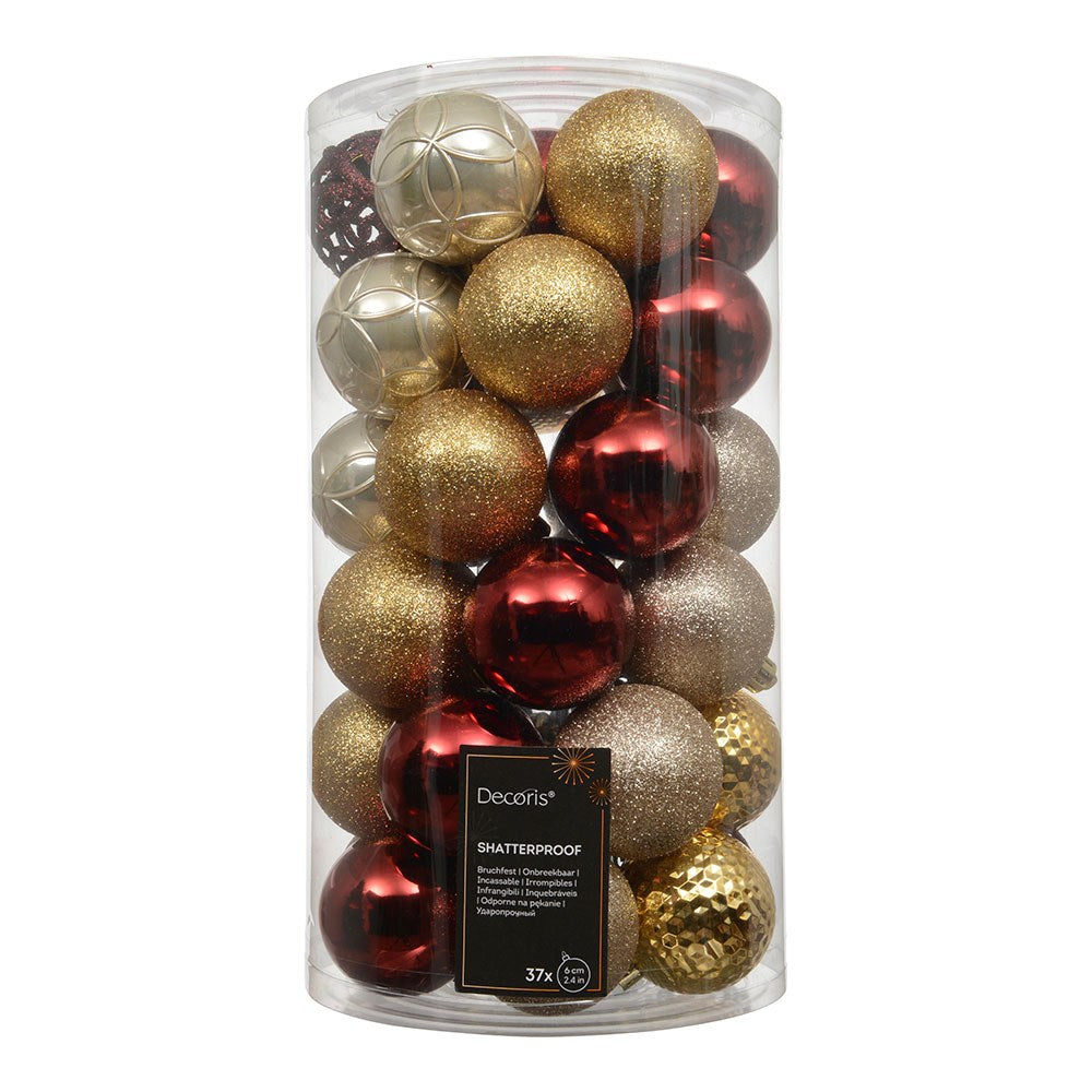 Bolas de decoração para árvore de natal, cores sortidas, caixa com 37 unidades._0