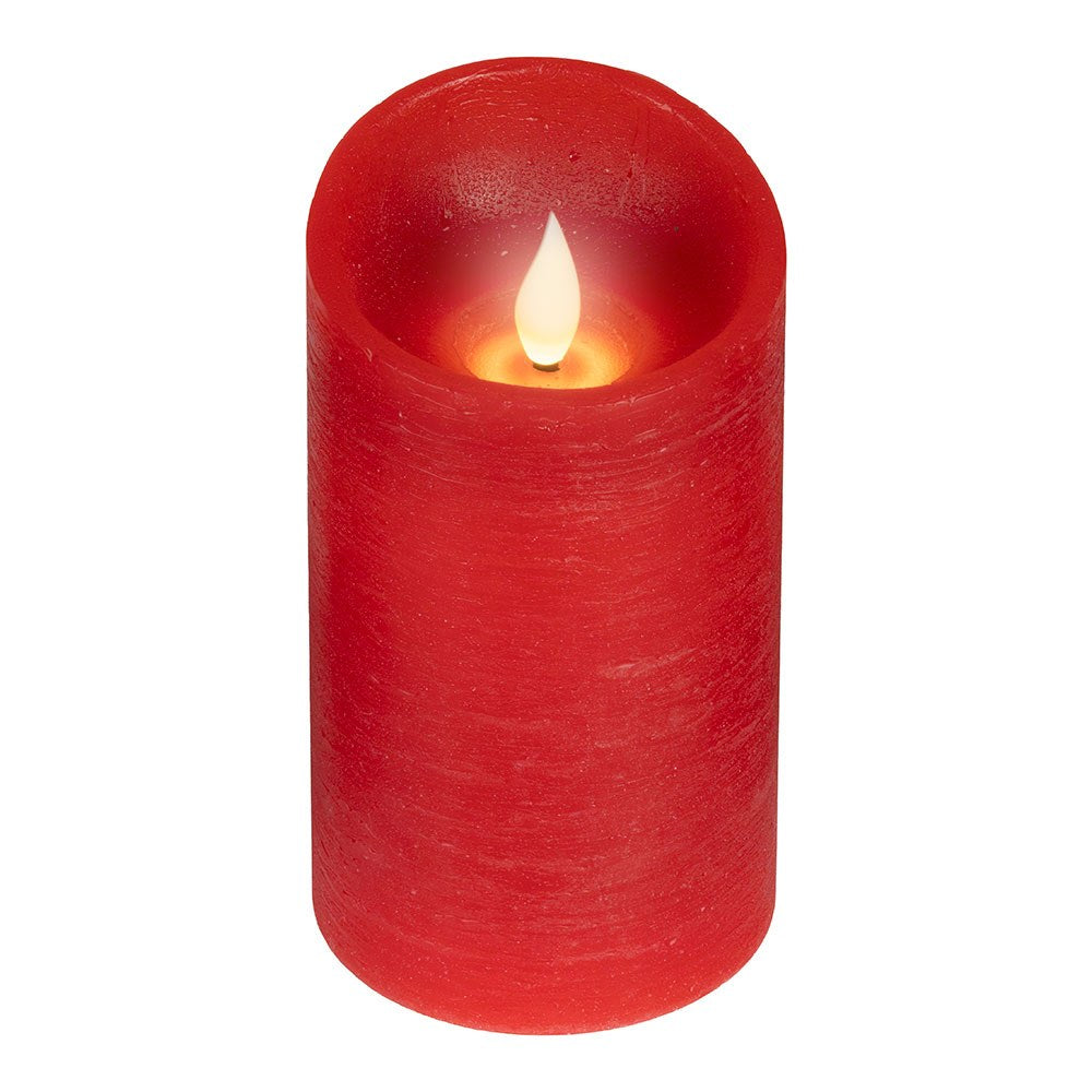 Vela de cera led, com topo curvo, cor vermelha, ø7,5 x 12,5 cm_0
