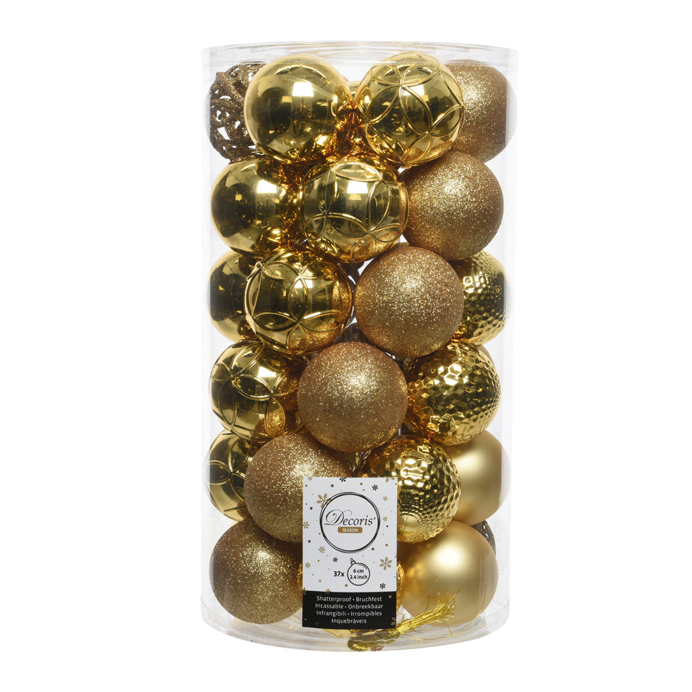 Pack de 37 bolas douradas decorativas para árvore de natal ø6cm_0