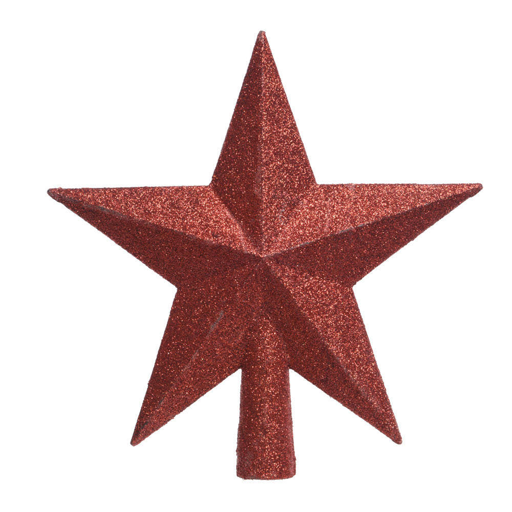 Estrela vermelha com purpurina para árvore de natal 19x4,2x19cm_0