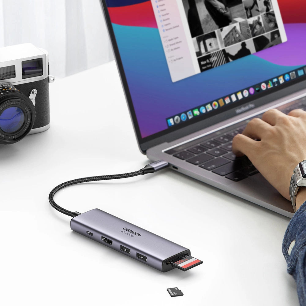 Ugreen 6in1 Multifunctional USB Type C HUB - 2x USB 3.2 Gen 1 / HDMI 4K 60Hz / SD and TF Card Reader / USB Type C PD 100W Gray (60384 CM511)_6