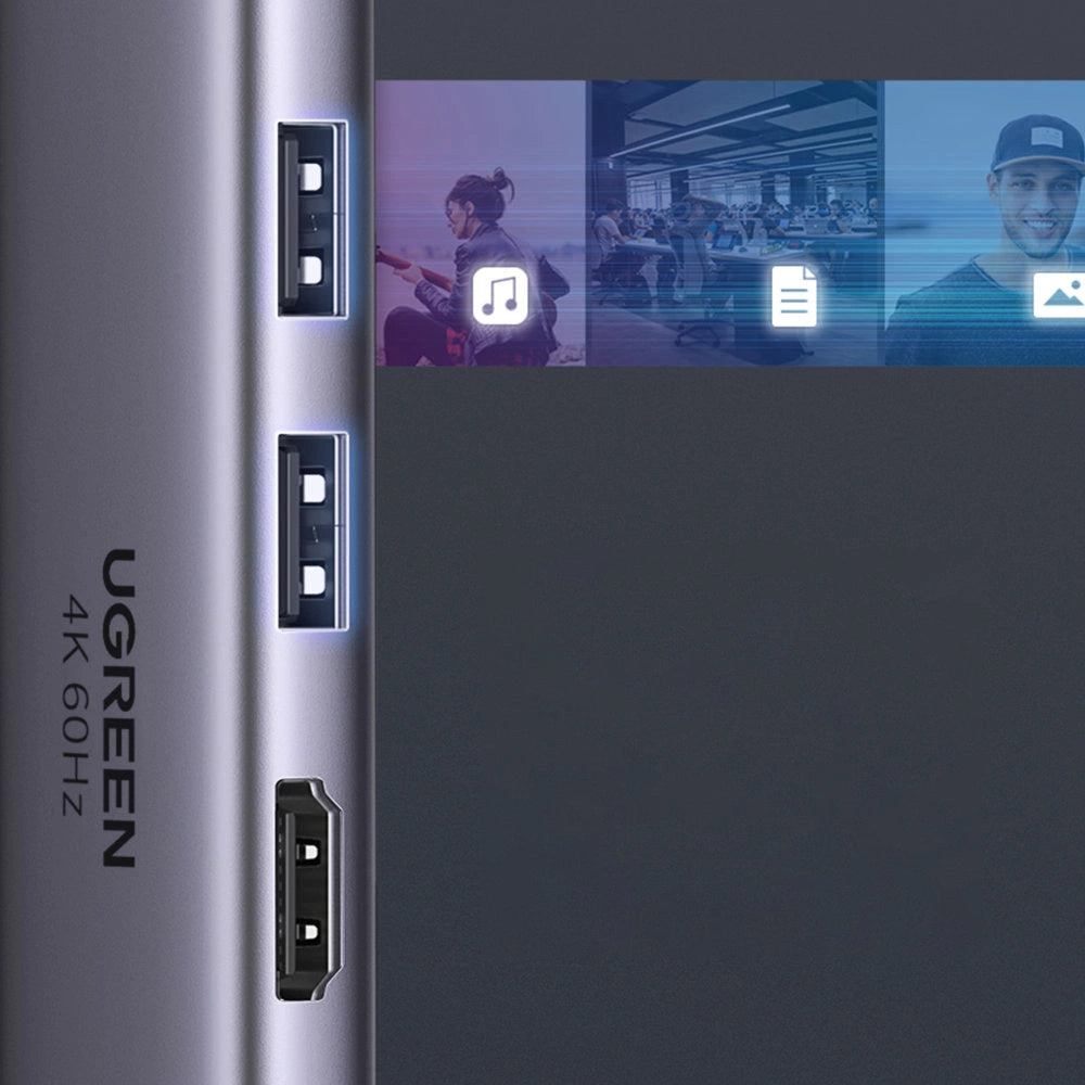 Ugreen 6in1 Multifunctional USB Type C HUB - 2x USB 3.2 Gen 1 / HDMI 4K 60Hz / SD and TF Card Reader / USB Type C PD 100W Gray (60384 CM511)_7