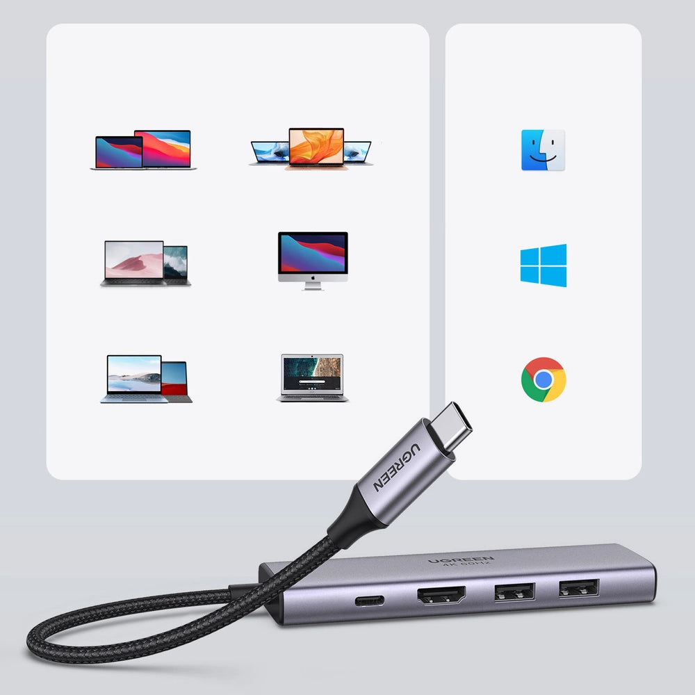 Ugreen 6in1 Multifunctional USB Type C HUB - 2x USB 3.2 Gen 1 / HDMI 4K 60Hz / SD and TF Card Reader / USB Type C PD 100W Gray (60384 CM511)_8