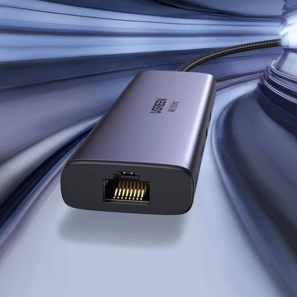 HUB 7in1 Ugreen CM512 USB-C / 2x USB-A 3.2 / HDMI 4K / SD TF reader / USB-C PD 100W / RJ45 - gray_3