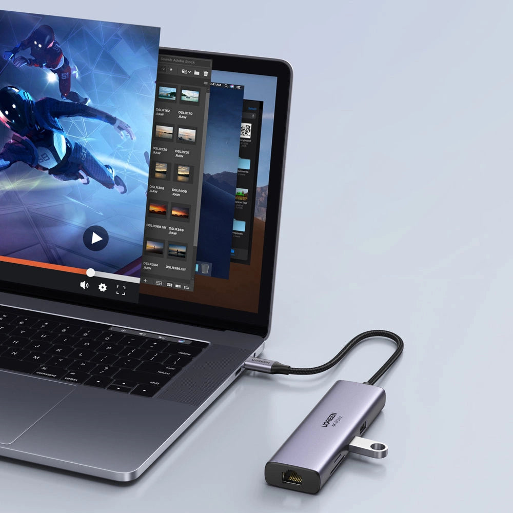 HUB 7in1 Ugreen CM512 USB-C / 2x USB-A 3.2 / HDMI 4K / SD TF reader / USB-C PD 100W / RJ45 - gray_5