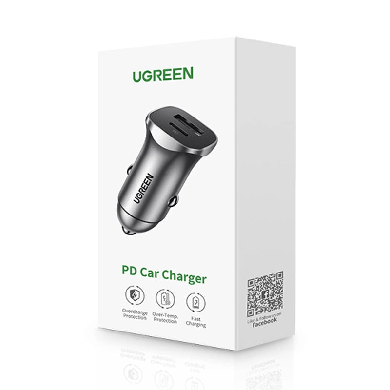 Ugreen Car Charger USB Type C / USB 24W Power Delivery Quick Charge Gray (30780)_4