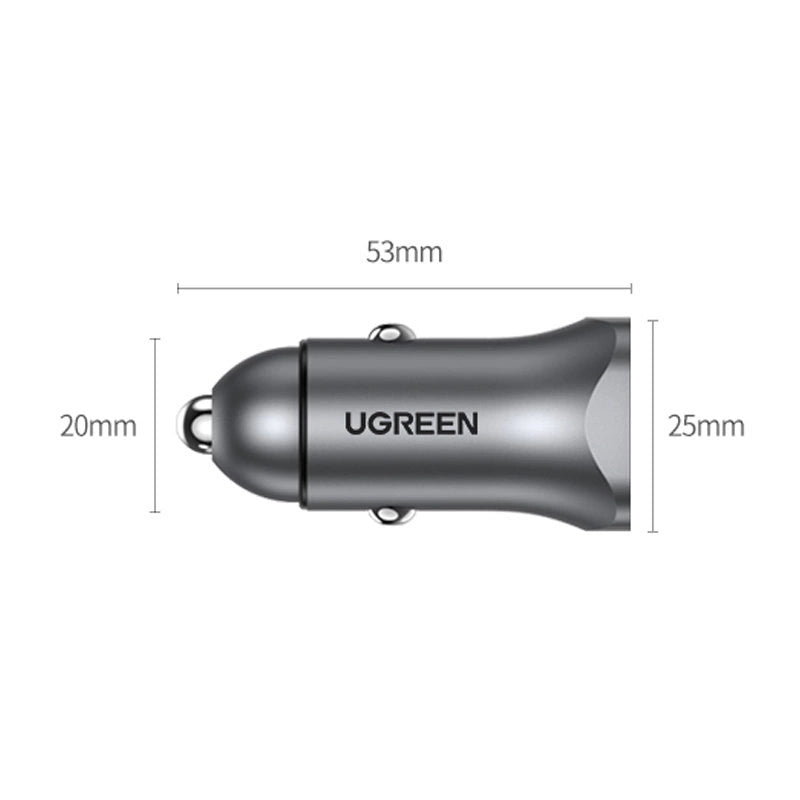 Ugreen Car Charger USB Type C / USB 24W Power Delivery Quick Charge Gray (30780)_6