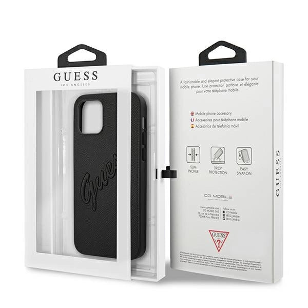 Guess Saffiano Vintage Script Case for iPhone 12 Pro Max 6.7" - Black_7