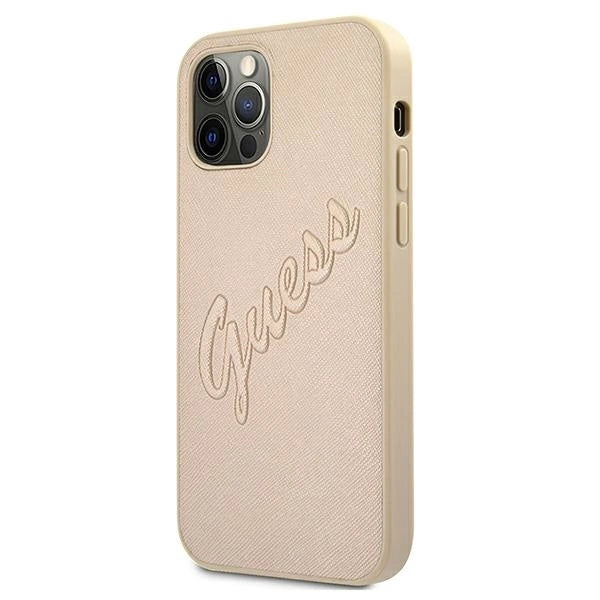 Guess GUHCP12LRSAVSLG iPhone 12 Pro Max 6.7" gold/gold hardcase Saffiano Vintage Script_1